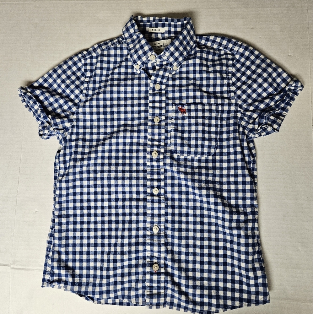 Abercrombie Kids XL Muscle Button Down‎ Blue Checkered